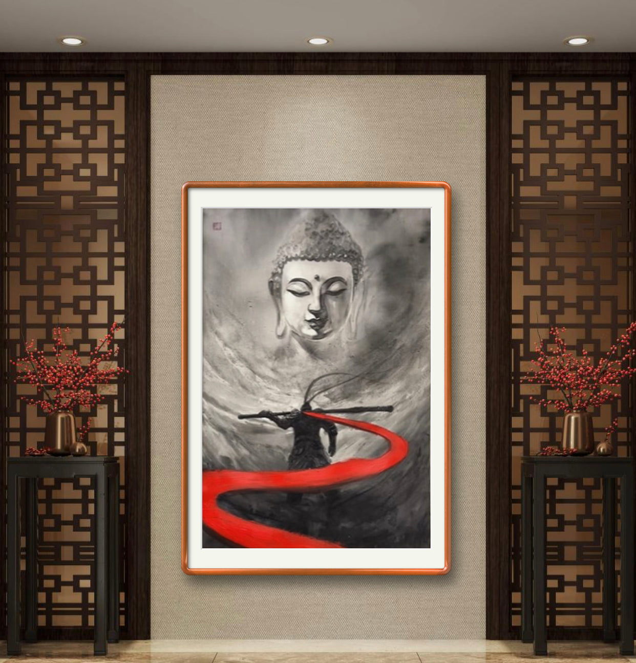 收藏级限量款中国水墨画斗战胜佛专属定制 Exclusive hand-painted work customization