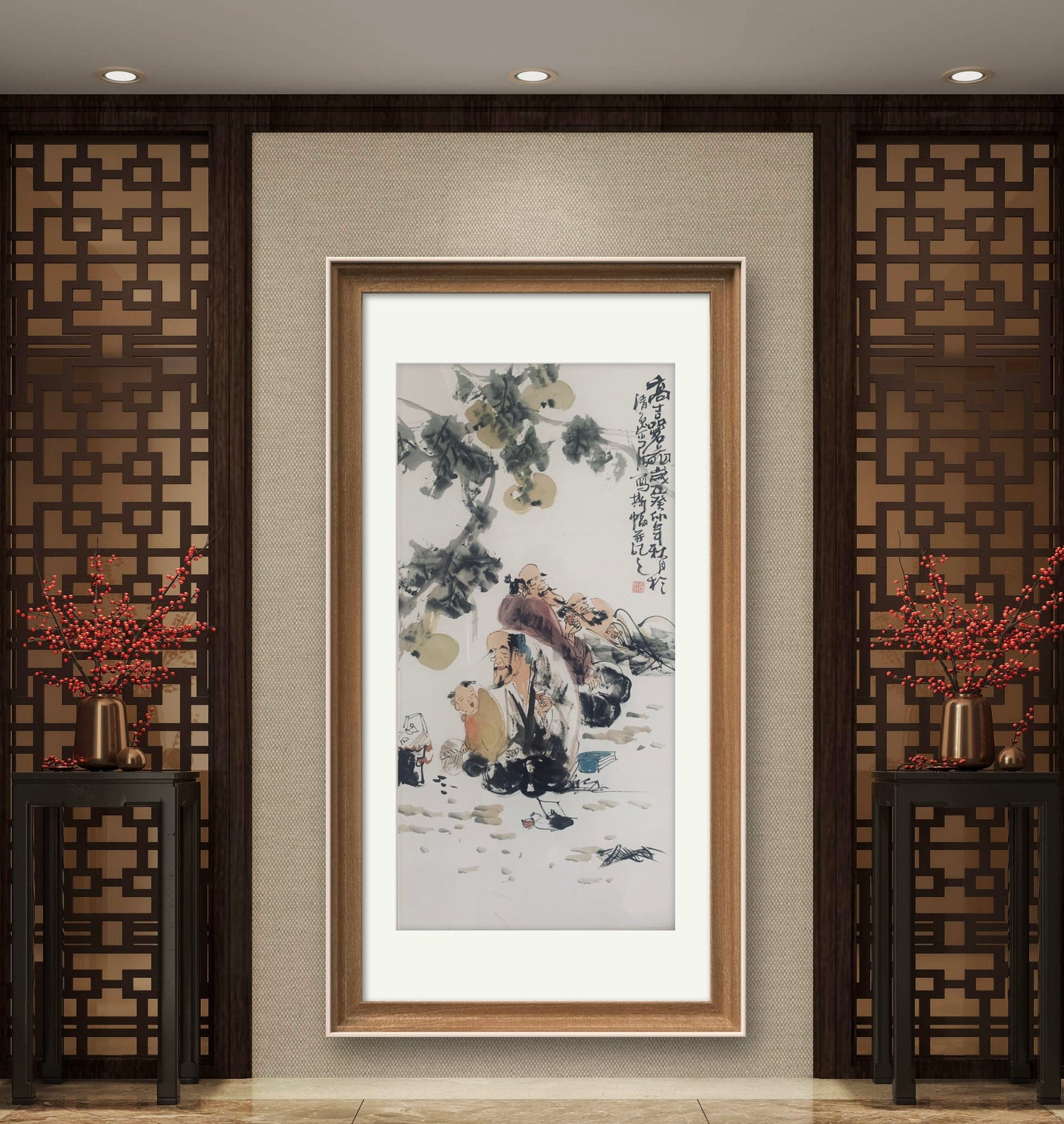 孤品画作 中国国风水墨画福禄寿喜专属定制 Exclusive hand-painted work customization
