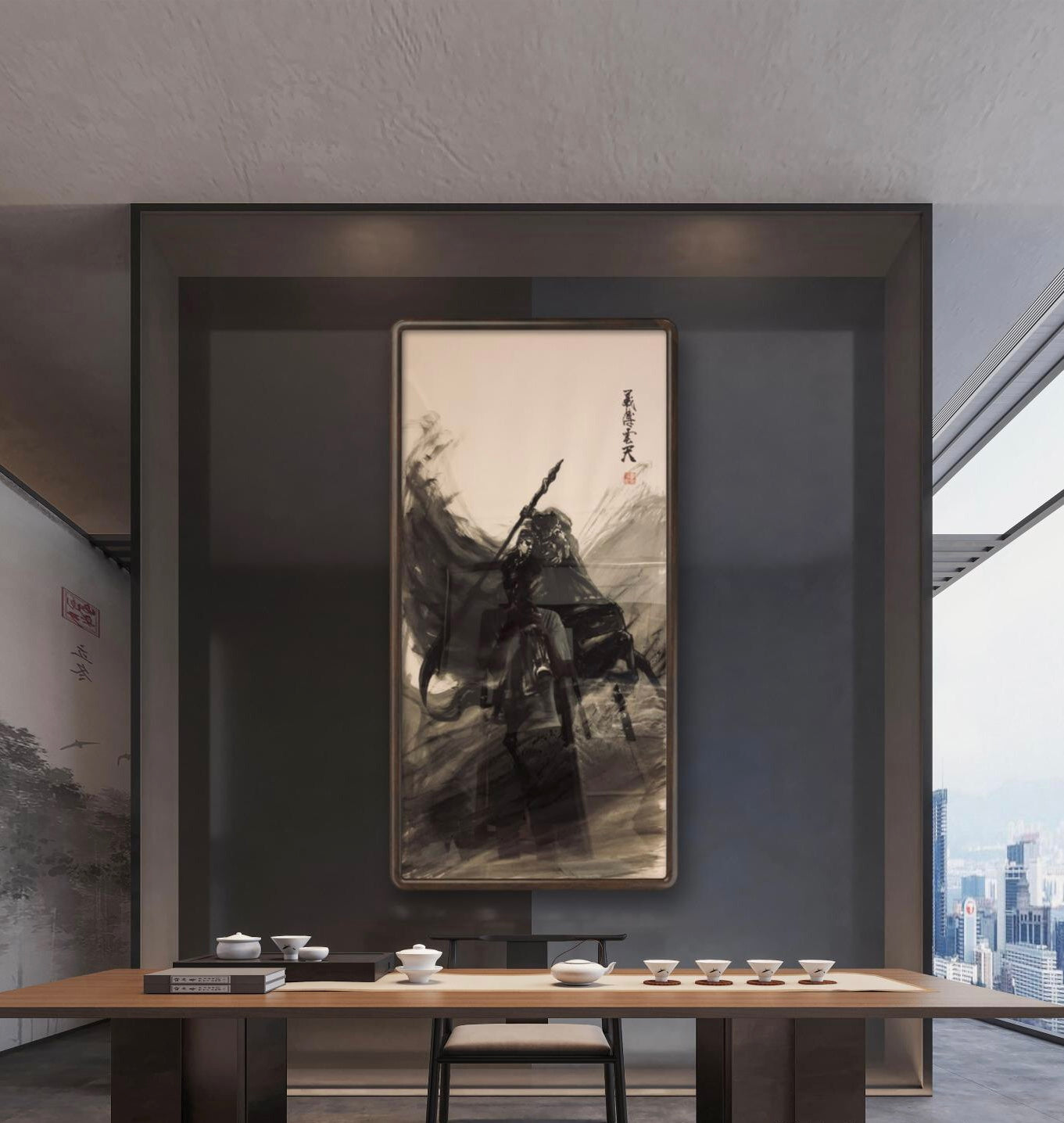 限量款 中国传统五虎上将水墨画 专属定制（五副）    Exclusive hand-painted work customization