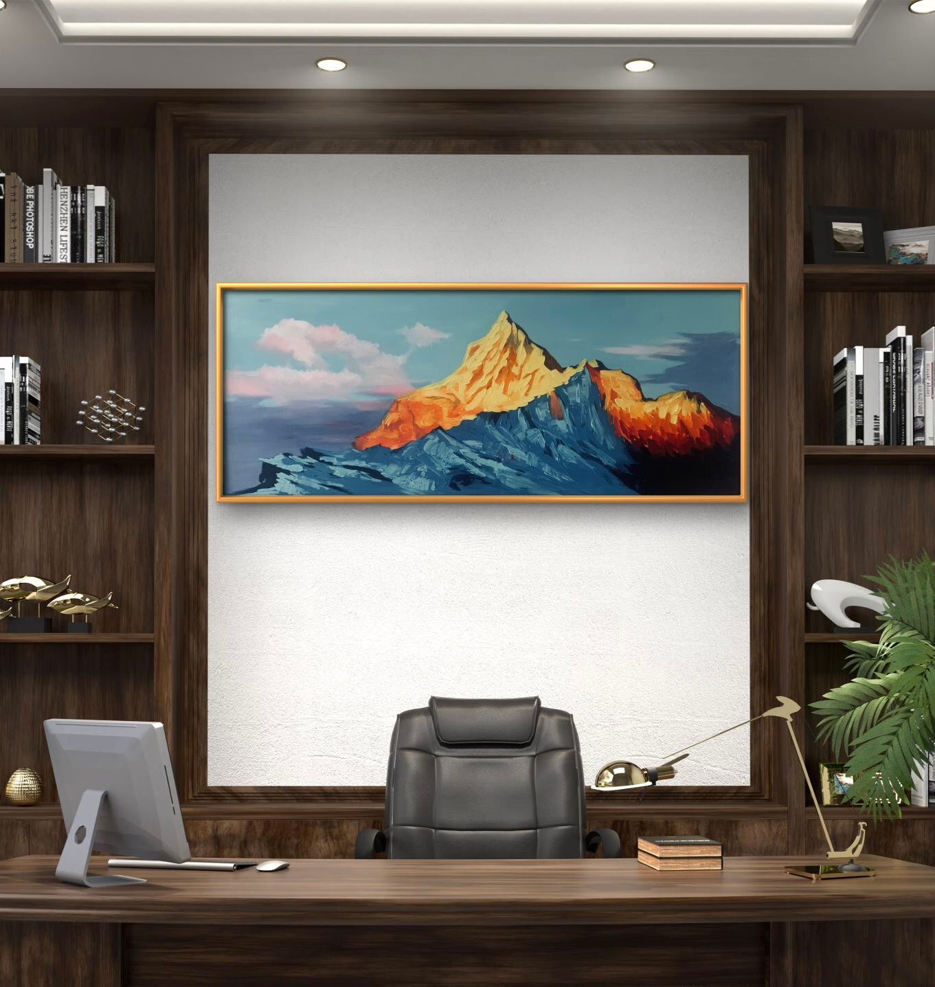 收藏级限量版 刮刀肌理油画日照金山专属定制   Exclusive hand-painted work customization