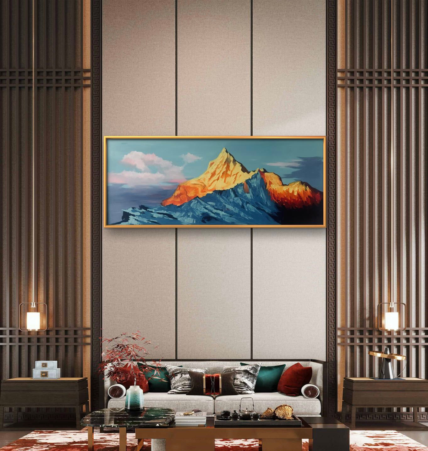收藏级限量版 刮刀肌理油画日照金山专属定制   Exclusive hand-painted work customization