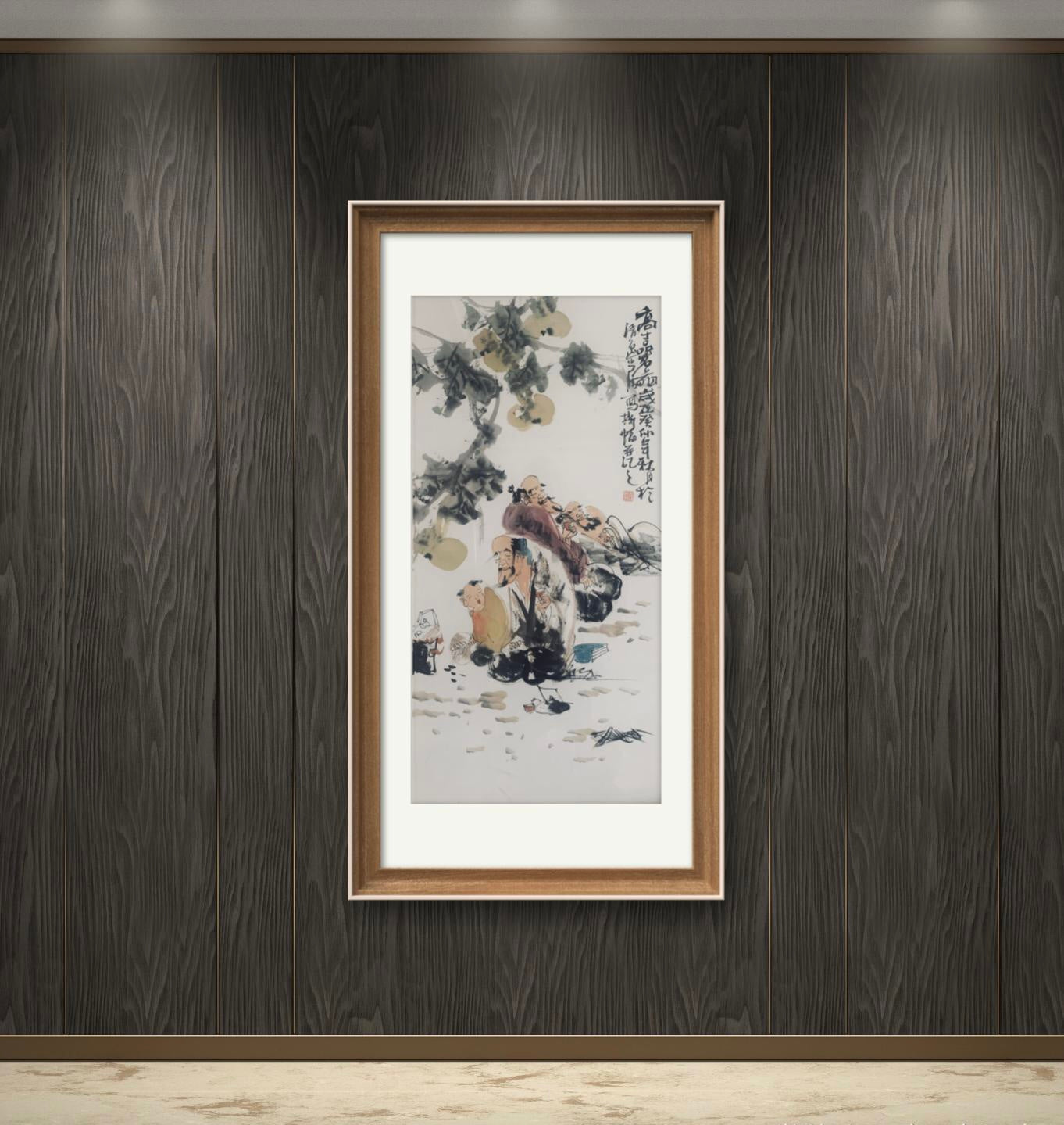 孤品画作 中国国风水墨画福禄寿喜专属定制   Exclusive hand-painted work customization