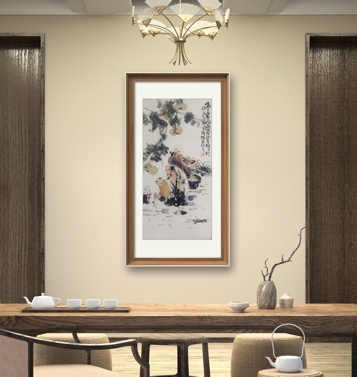 孤品画作 中国国风水墨画福禄寿喜专属定制   Exclusive hand-painted work customization