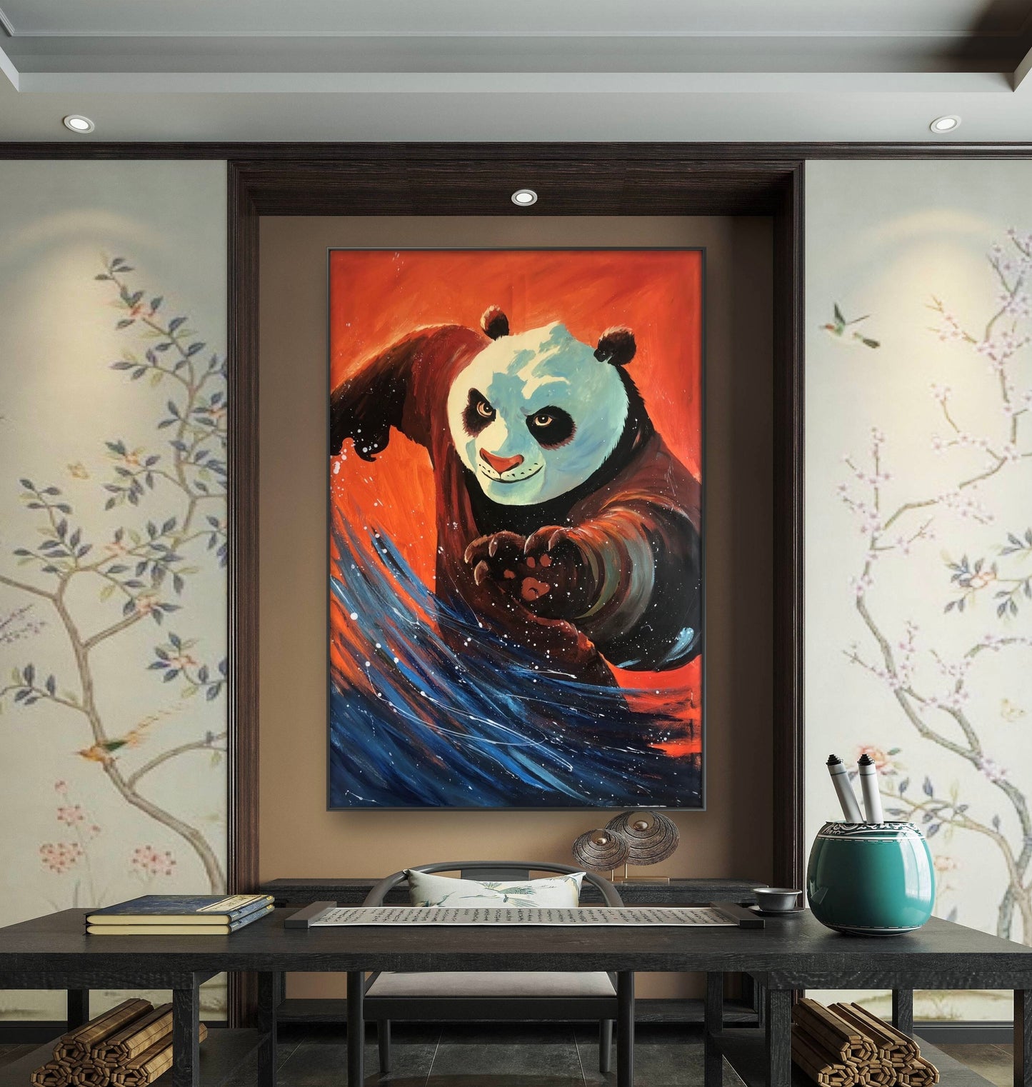 限量版肌理油画 中国功夫熊猫专属定制   Exclusive hand-painted work customization