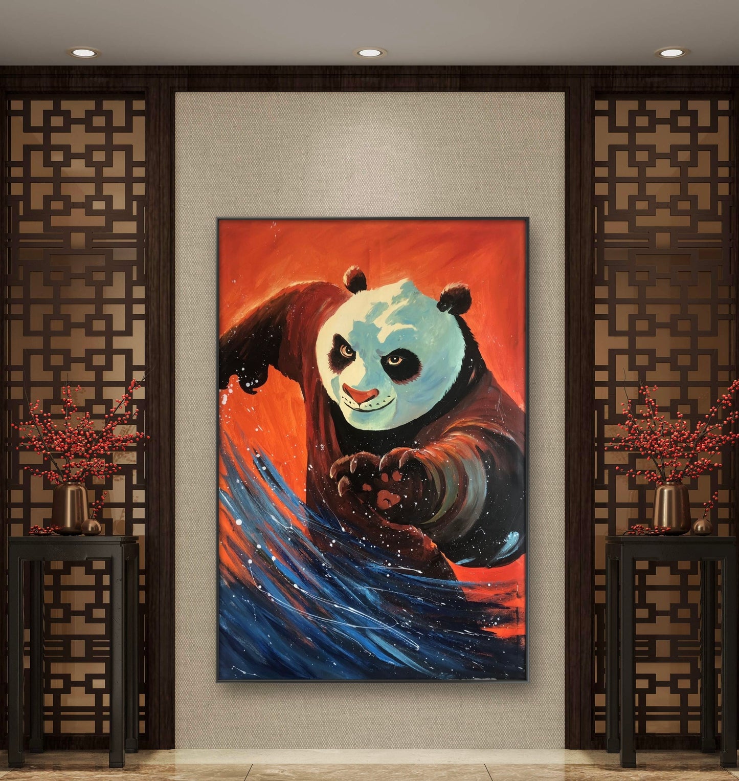 限量版肌理油画 中国功夫熊猫专属定制   Exclusive hand-painted work customization