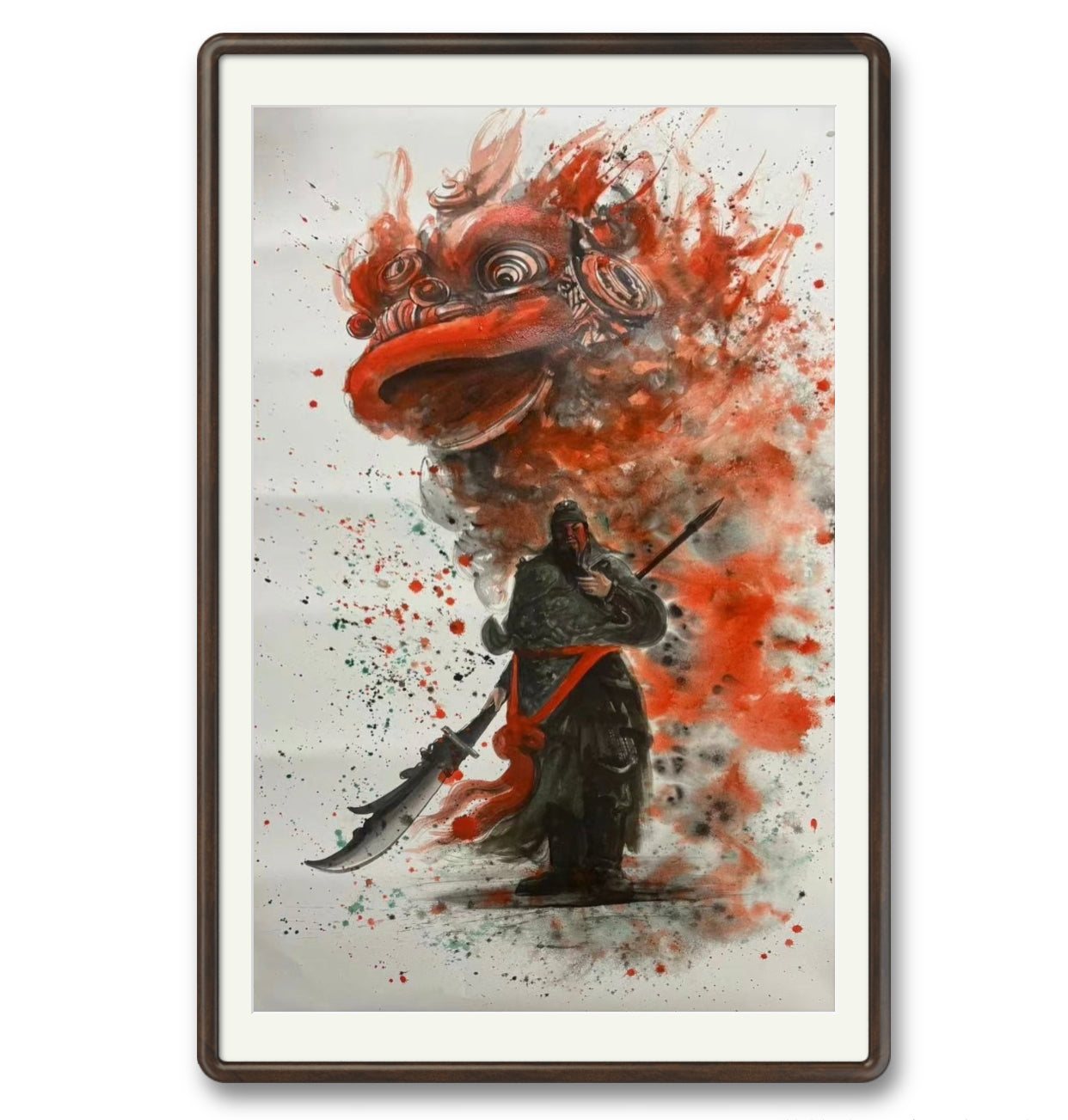 收藏级 国潮醒狮关羽-关云长  专属定制（一组三幅）   Exclusive hand-painted work customization