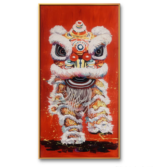 限量版 中国醒狮肌理油画 专属定制    Exclusive hand-painted work customization