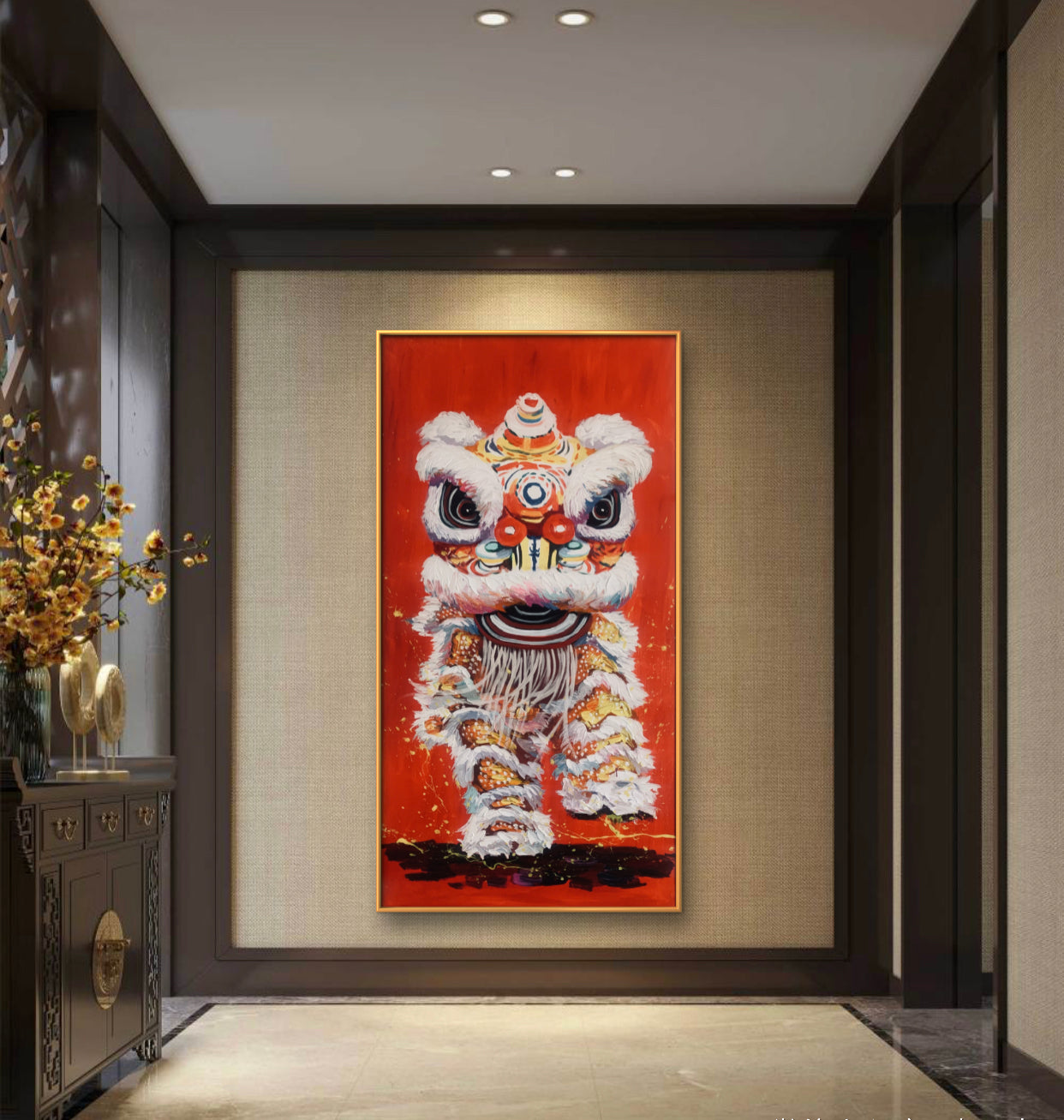 限量版 中国醒狮肌理油画 专属定制    Exclusive hand-painted work customization
