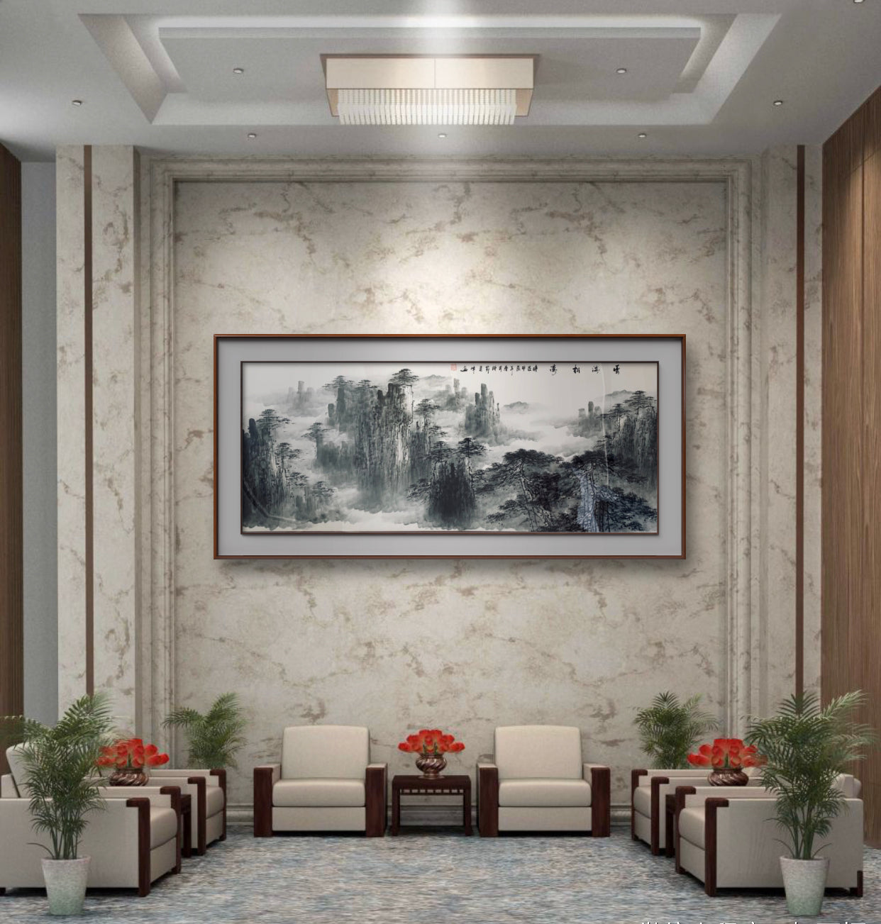 收藏级画作 云海松涛中国水墨作画 仅此一副   Exclusive hand-painted work customization