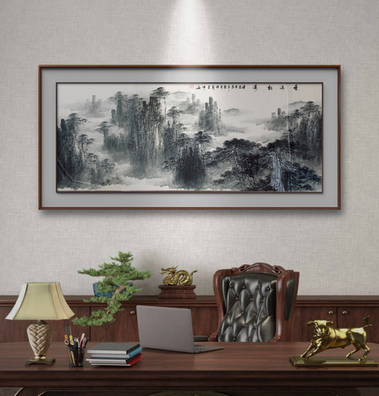 收藏级画作 云海松涛中国水墨作画 仅此一副   Exclusive hand-painted work customization