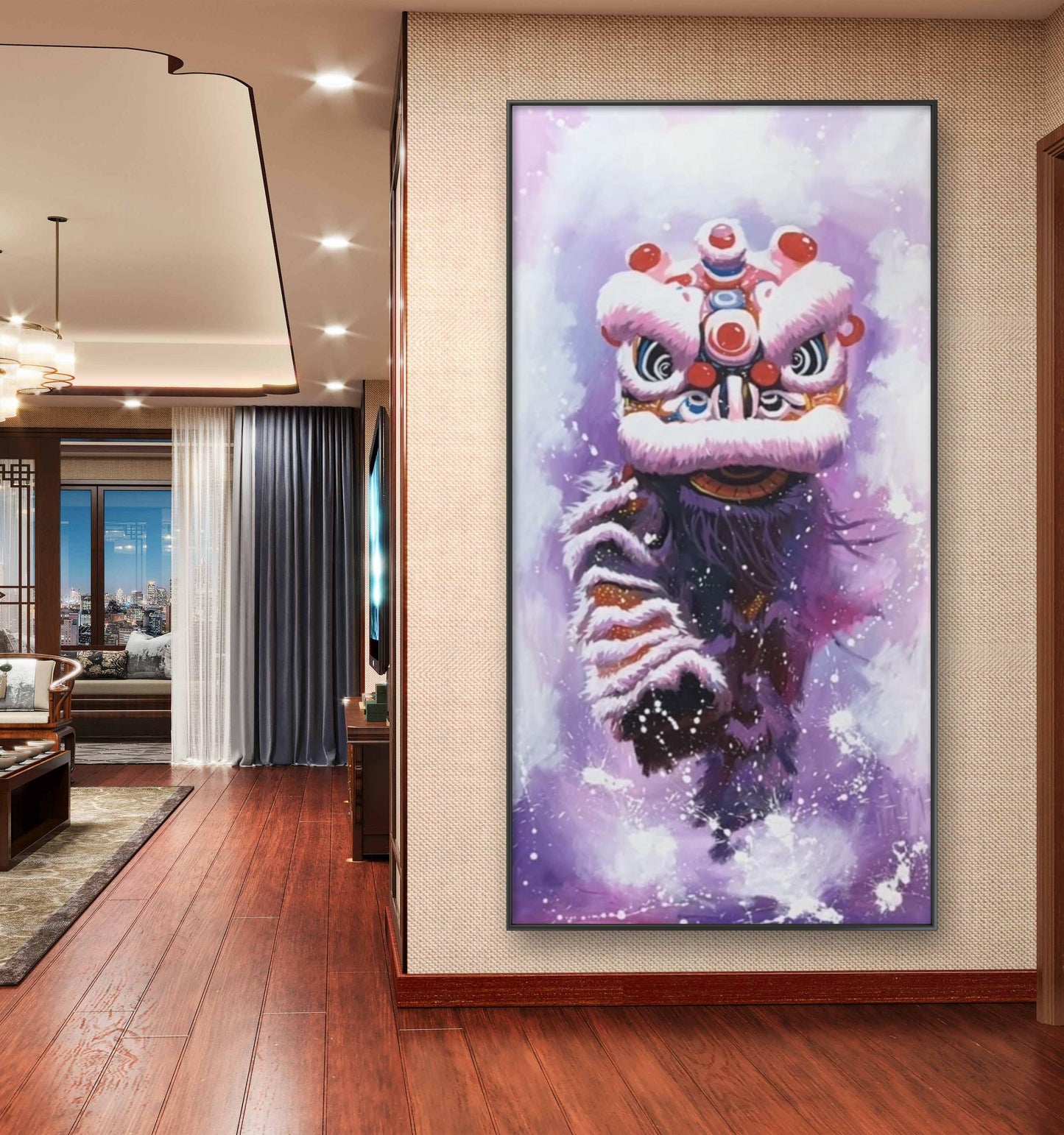 限量版 中国醒狮丙烯画-紫气东来 专属定制 Exclusive hand-painted work customization