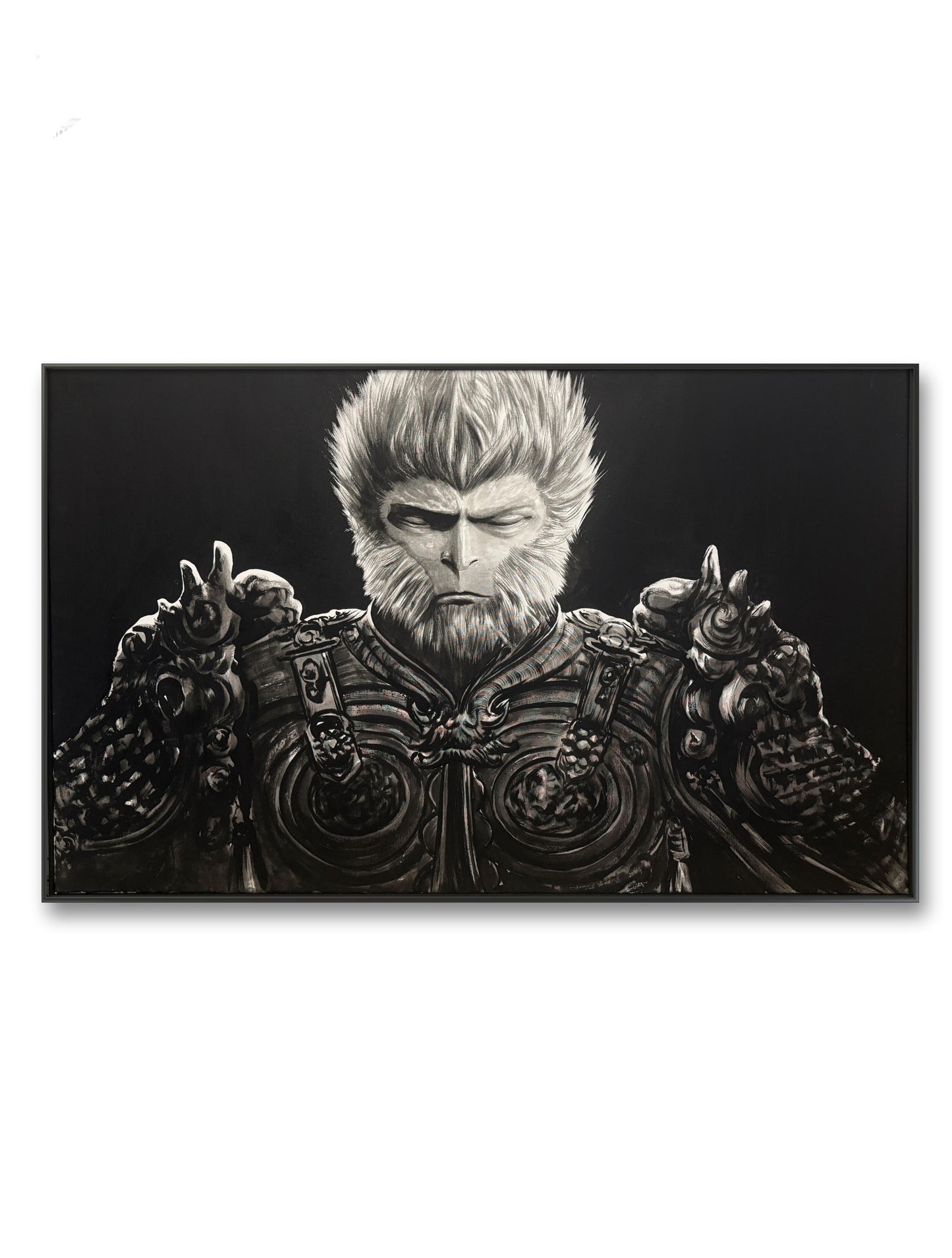 限量版 水墨黑神话悟空 横板黑背景 专属订单 Exclusive hand-painted work customization