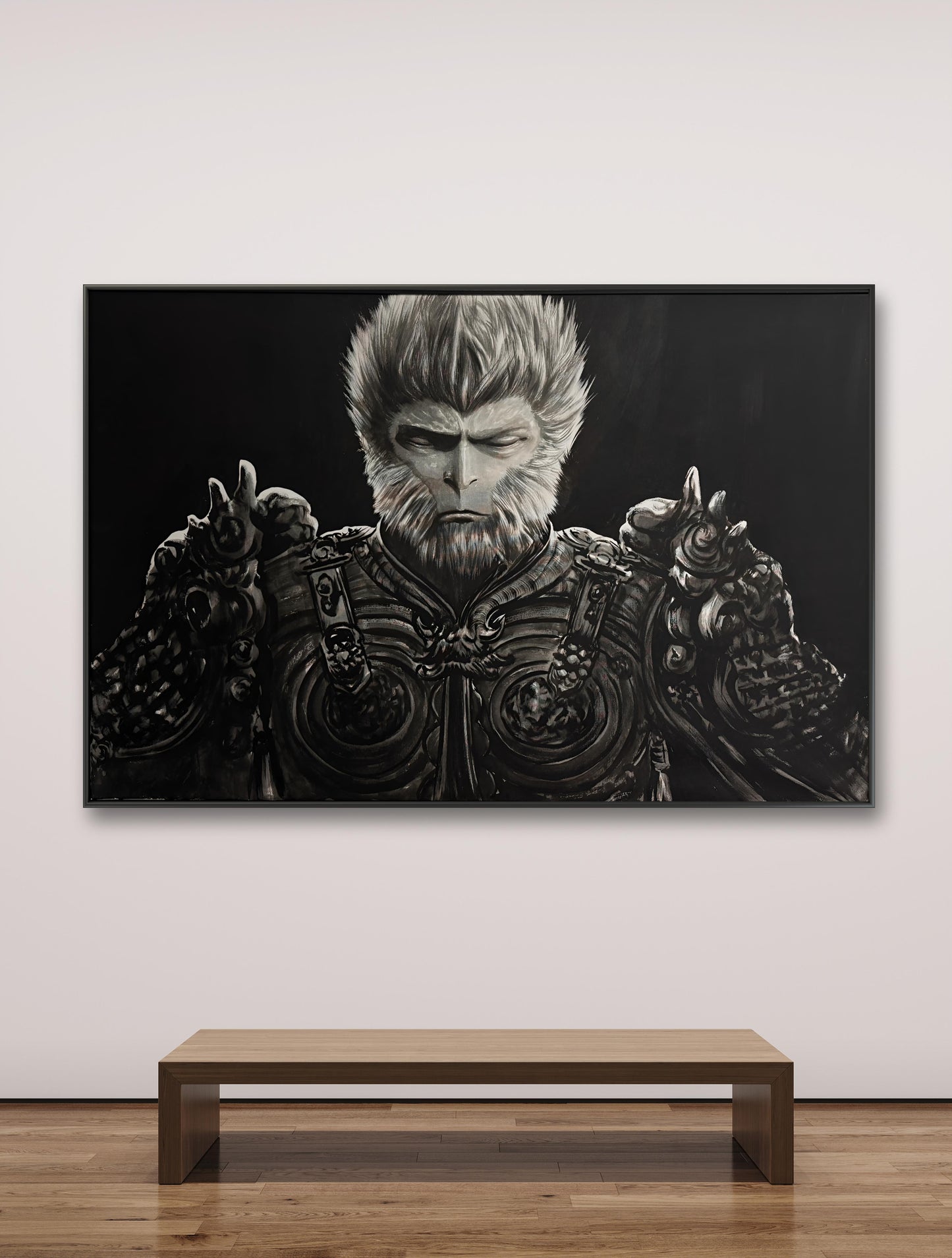 限量版 水墨黑神话悟空 横板黑背景 专属订单 Exclusive hand-painted work customization
